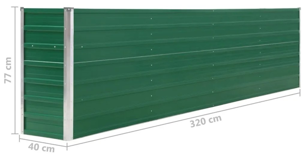 Ζαρντινιέρα Ψηλή Πράσινη 320x40x77 εκ. Γαλβανισμένος Χάλυβας - Πράσινο