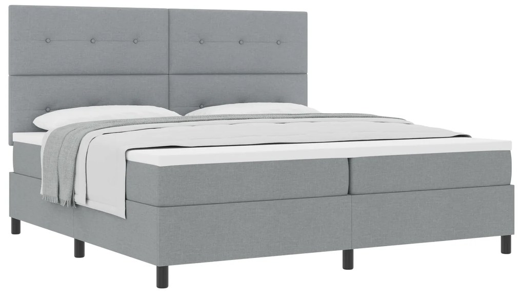 vidaXL Κρεβάτι Box Spring με Στρώμα Γκρι 200x200 εκ. Υφάσματος