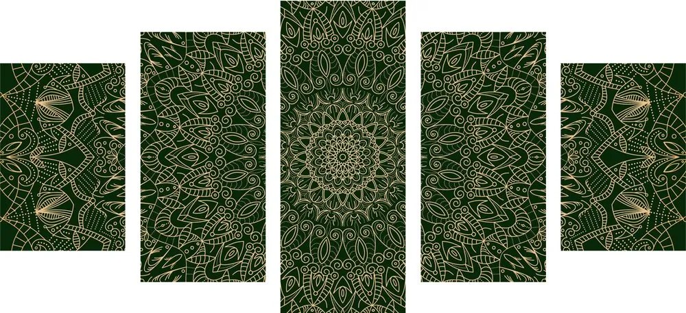 Διακοσμητική μάνταλα 5 τμημάτων λεπτομερή εικόνα σε πράσινο χρώμα - 100x50