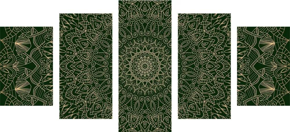 Διακοσμητική μάνταλα 5 τμημάτων λεπτομερή εικόνα σε πράσινο χρώμα - 200x100
