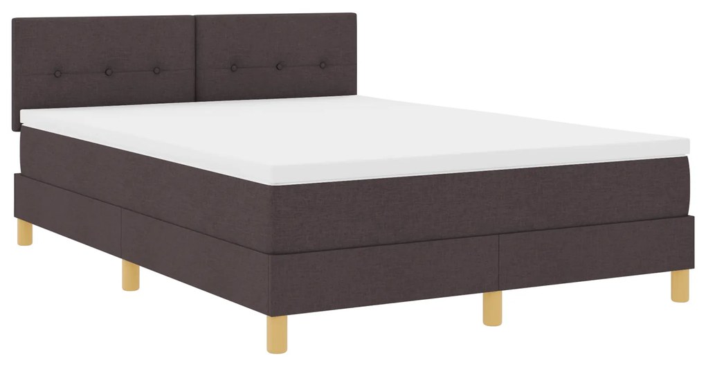 vidaXL Κρεβάτι με Στρώμα Σκούρο Καφέ 140x190 cm Υφάσματος