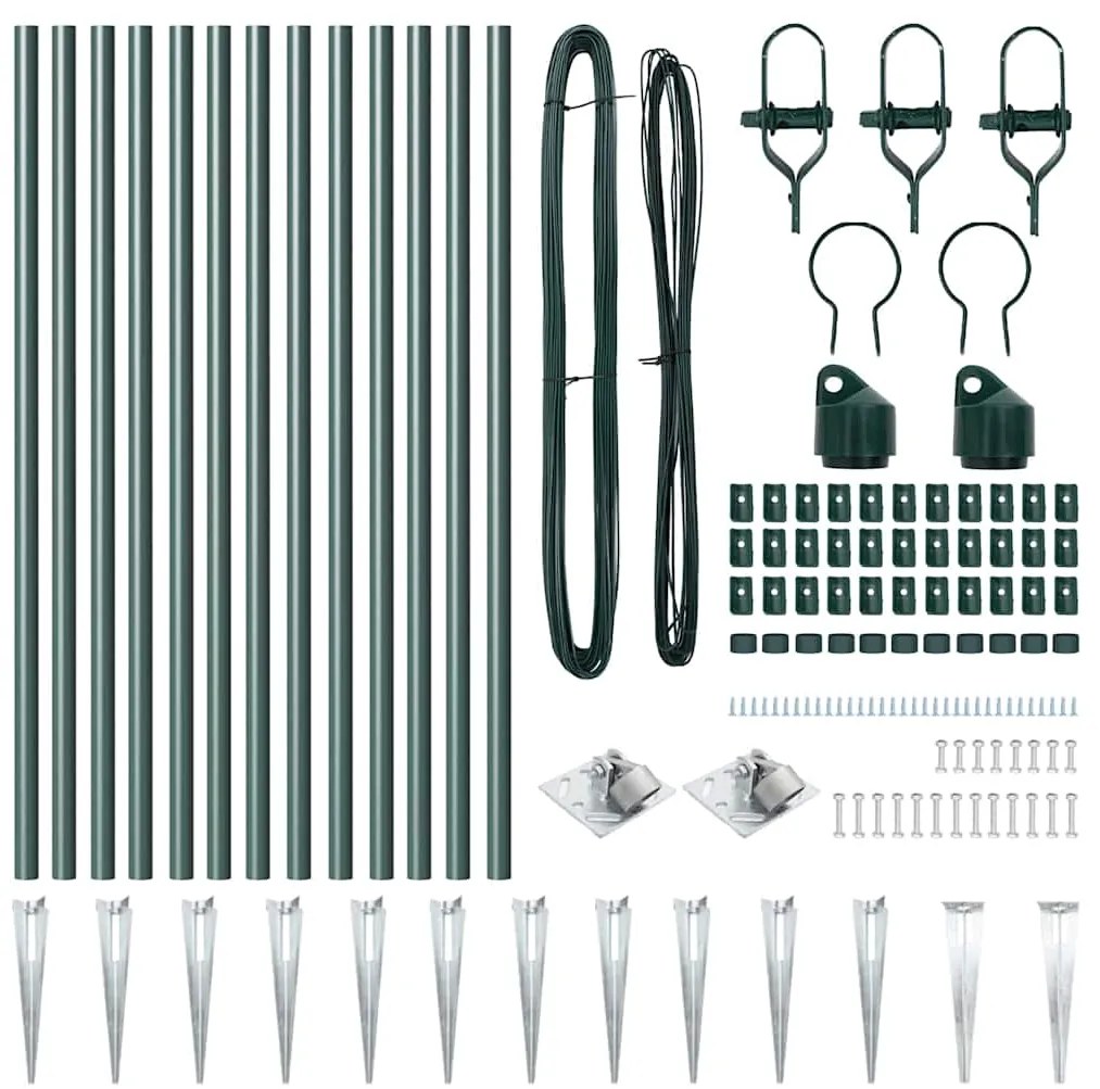 vidaXL Πό posts φράχτη Ρυθμιζόμενο Ύψος 13 pcs Πράσινο Ø32mm 80 εκ