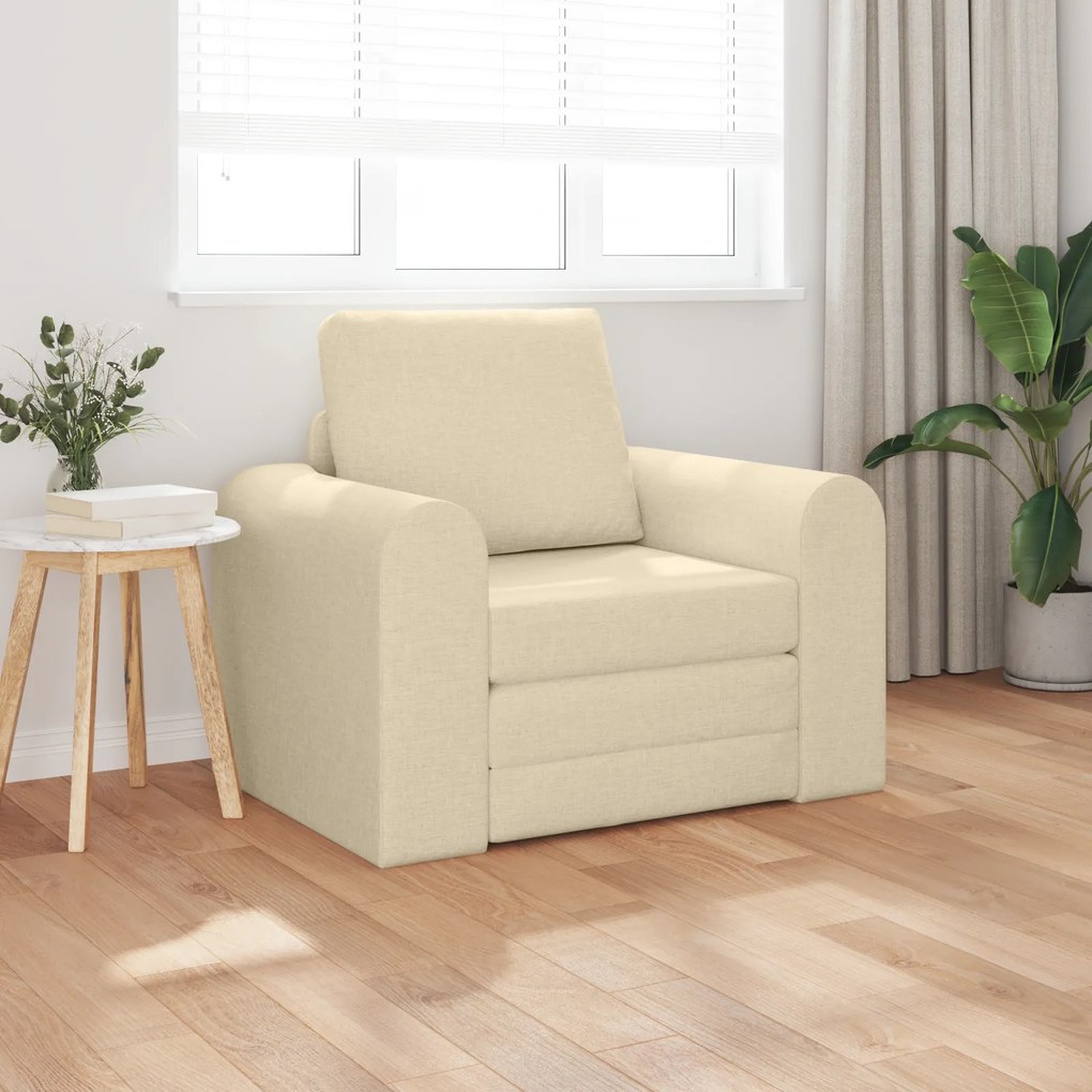 vidaXL Δάπεδο Καναπές Κρεβάτι 2 σε 1 Κρεμ 98x71x83 εκ. Ύφασμα
