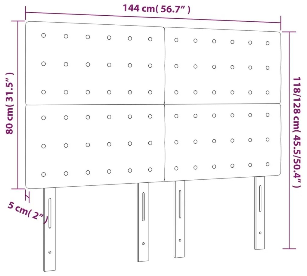 Κεφαλάρι Κρεβατιού LED Σκούρο Πράσινο 144x5x118/128 εκ. - Πράσινο