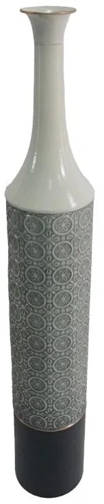 Διακοσμητικό βάζο Semple Inart μέταλλο σε γκρι, λευκή και μαύρη απόχρωση Φ15.9x101.6εκ 15.9x15.9x101.6 εκ.