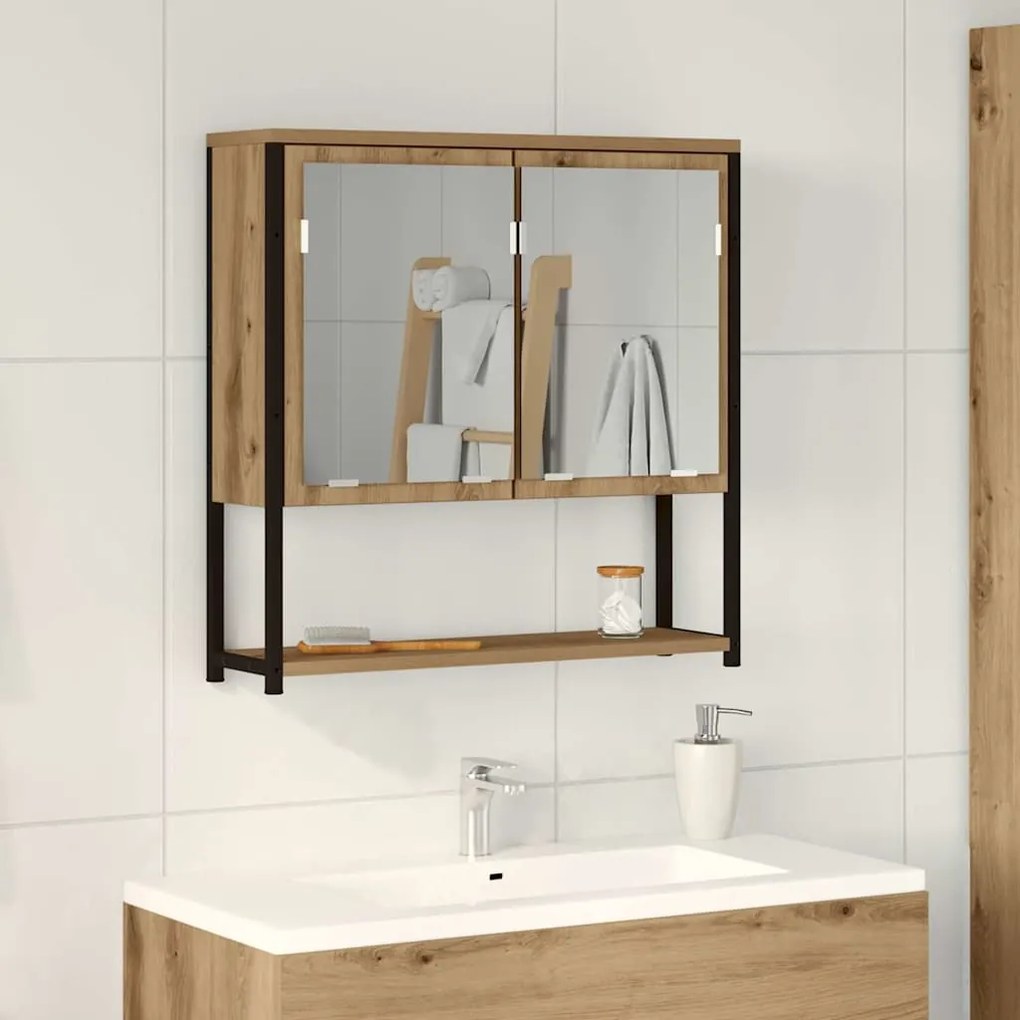 vidaXL Ντουλάπι μπάνιου με καθρέφτη artisan δρυς 60 x 16 x 60 εκ