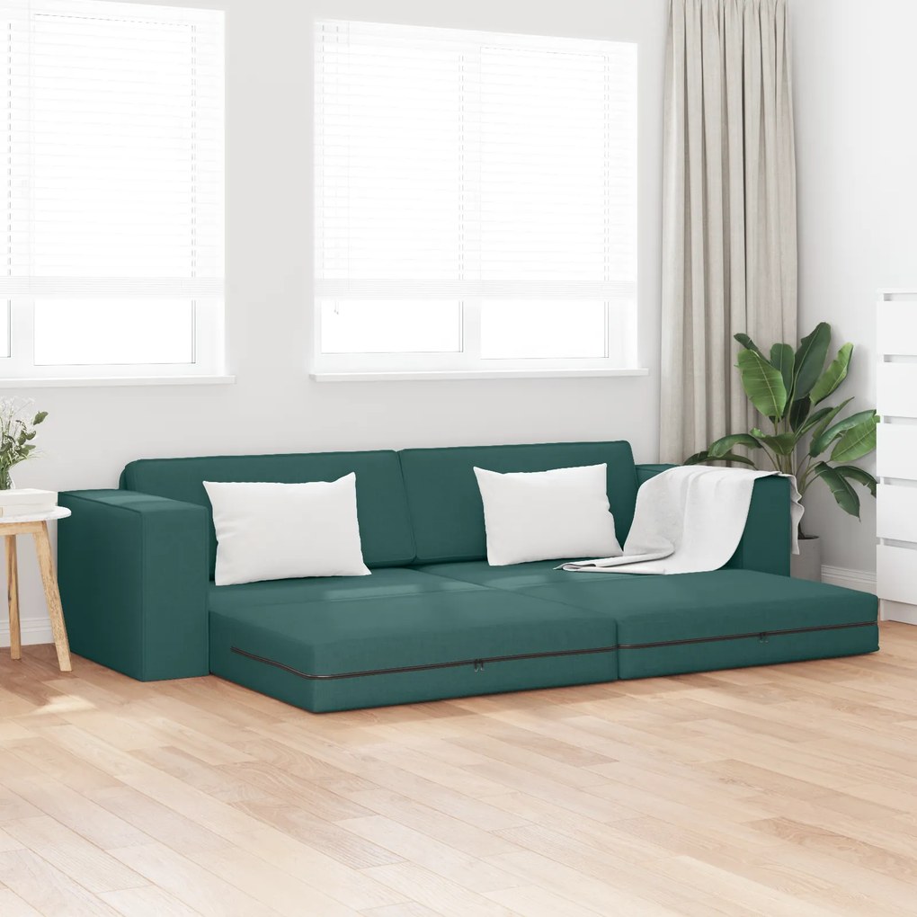 vidaXL Καναπές Κρεβάτι 2 σε 1 Σκούρος Πράσινος 245x150x60.5 εκ Υφάσματος