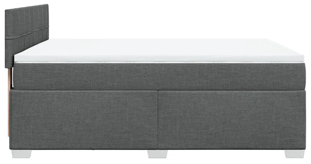 Κρεβάτι Boxspring με Στρώμα Σκούρο Γκρι 140x190 εκ. Υφασμάτινο - Γκρι