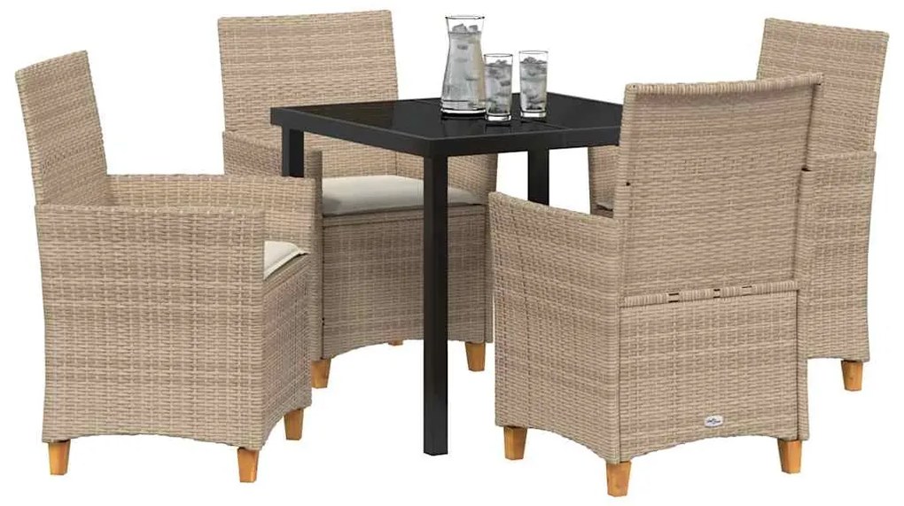 vidaXL Σέτ φαγητού για κήπο 5 pcs Μπεζ συνθετικό ρατάν