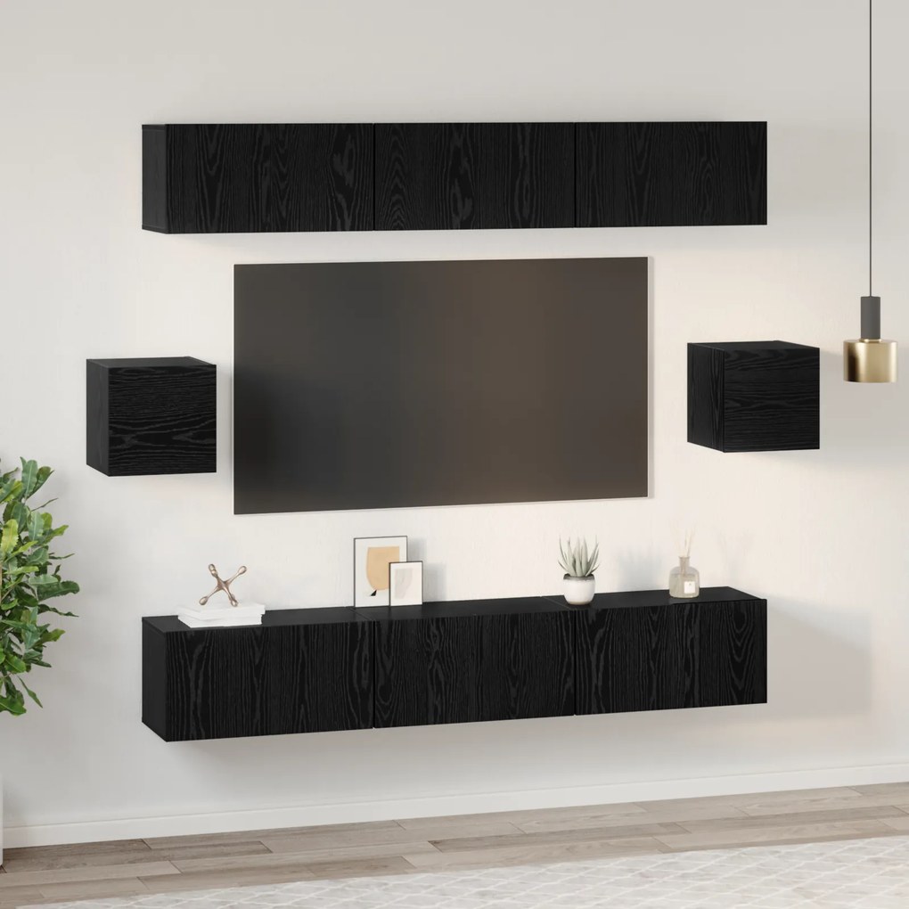 vidaXL Σετ επίπλου τηλεόρασης 8 pcs Μαύρη δρυς 60 x 30 x 30 cm