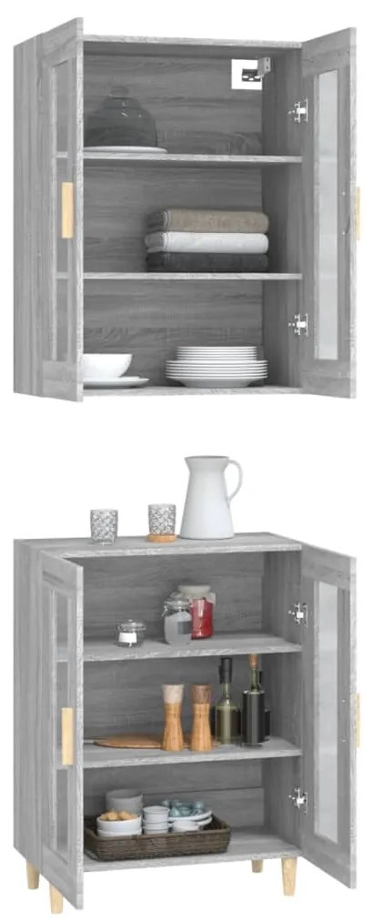 vidaXL Ντουλάπι Γκρι Sonoma 69,5 x 34 x 180 εκ. Επεξεργασμένο Ξύλο