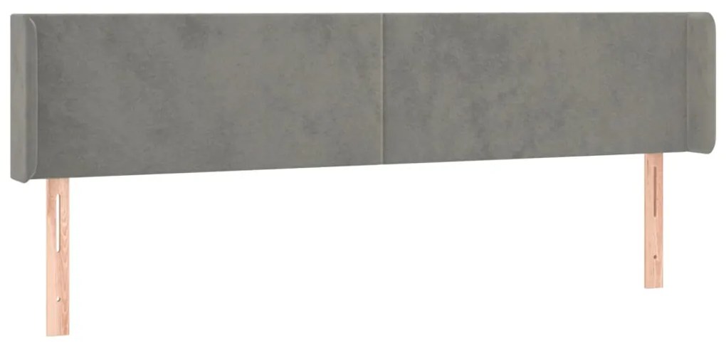 Κεφαλάρι με Πτερύγια Ανοιχτό Γκρι 163x16x78/88 εκ. Βελούδινο 3118542