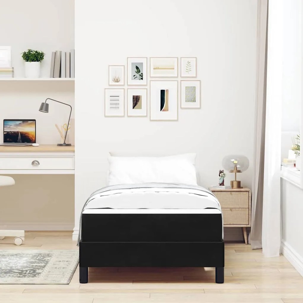 vidaXL Κρεβάτι box spring με στρώμα Μαύρο 80 x 200 cm Βελούδο