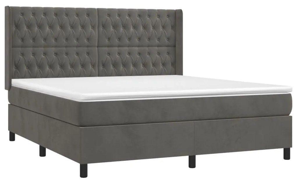 ΚΡΕΒΑΤΙ BOXSPRING ΜΕ ΣΤΡΩΜΑ ΣΚΟΥΡΟ ΓΚΡΙ 180X200 ΕΚ. ΒΕΛΟΥΔΙΝΟ 3132874