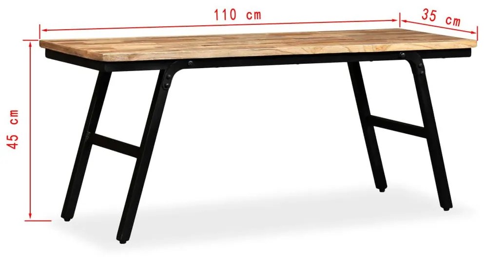 Πάγκος 110 x 35 x 45 εκ. από Ανακυκλωμένο Ξύλο Teak και Ατσάλι - Καφέ