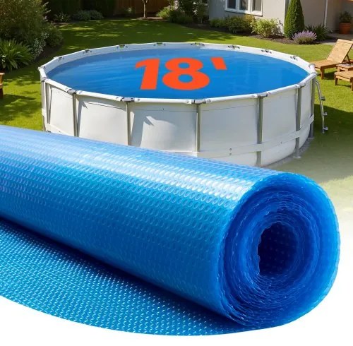 VEVOR Solar Pool Cover, 5.49m Round Pool Bubble Cover, 16 Mil Pools Solar Blanket with Bubble &amp; PE Material, Daytime Heat Absorption, Nighttime Heat Retention, Heat Retaining Solars Covers, Blue