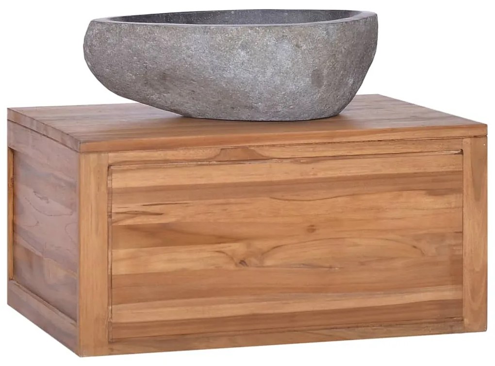 vidaXL Έπιπλο Μπάνιου/Νιπτήρα Επιτοίχιο 60x45x30 εκ. Μασίφ Ξύλο Teak