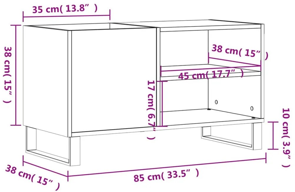 Δισκοθήκη Γκρι Σκυροδέματος 85 x 38 x 48 εκ. από Επεξεργ. Ξύλο - Γκρι