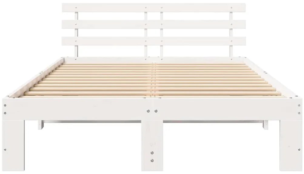 vidaXL Σκελετός Κρεβατιού Λευκό 135 x 190 cm Μασίφ ξύλο πεύκου