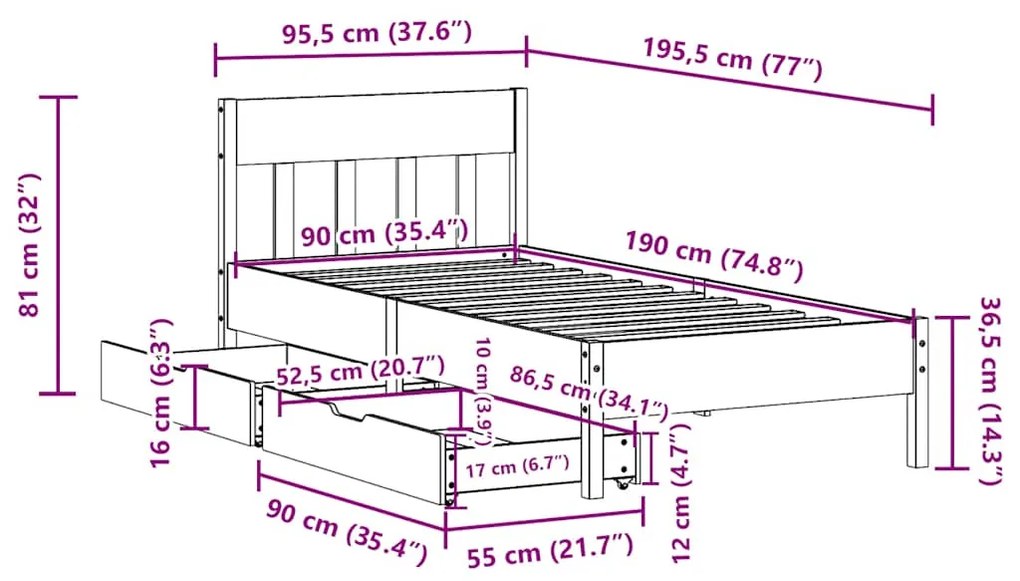 ΣΚΕΛΕΤΟΣ ΚΡΕΒ. ΧΩΡΙΣ ΣΤΡΩΜΑ ΚΑΦΕ ΚΕΡΙΟΥ 90X190 ΕΚ ΜΑΣΙΦ ΠΕΥΚΟ 3301889