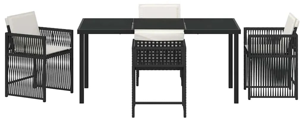 vidaXL Σέτ φαγητού για κήπο 5 pcs Μαύρο συνθετικό ρατάν