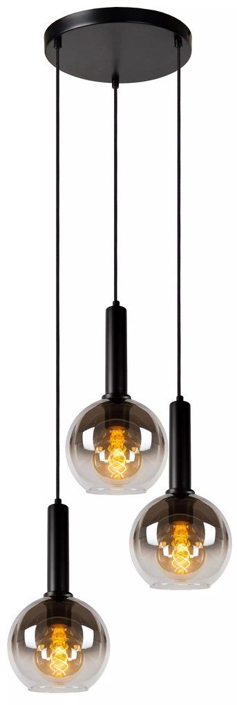 Φωτιστικό Κρεμαστό Lucide 45402-13-30 MARIUS Μαύρο Ματ (Black Mat)|Φυμέ (Smoke)
