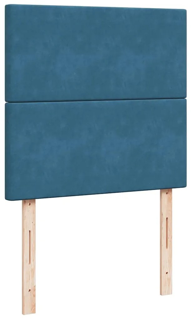 vidaXL Κρεβάτι Boxspring με Στρώμα Σκούρο Μπλε 90x200 εκ. Βελούδινο