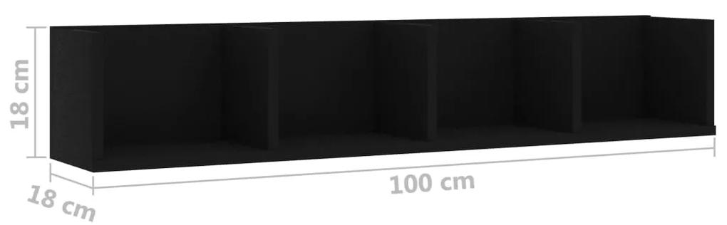vidaXL Ράφι Τοίχου για CD Μαύρο 100 x 18 x 18 εκ. από Μοριοσανίδα