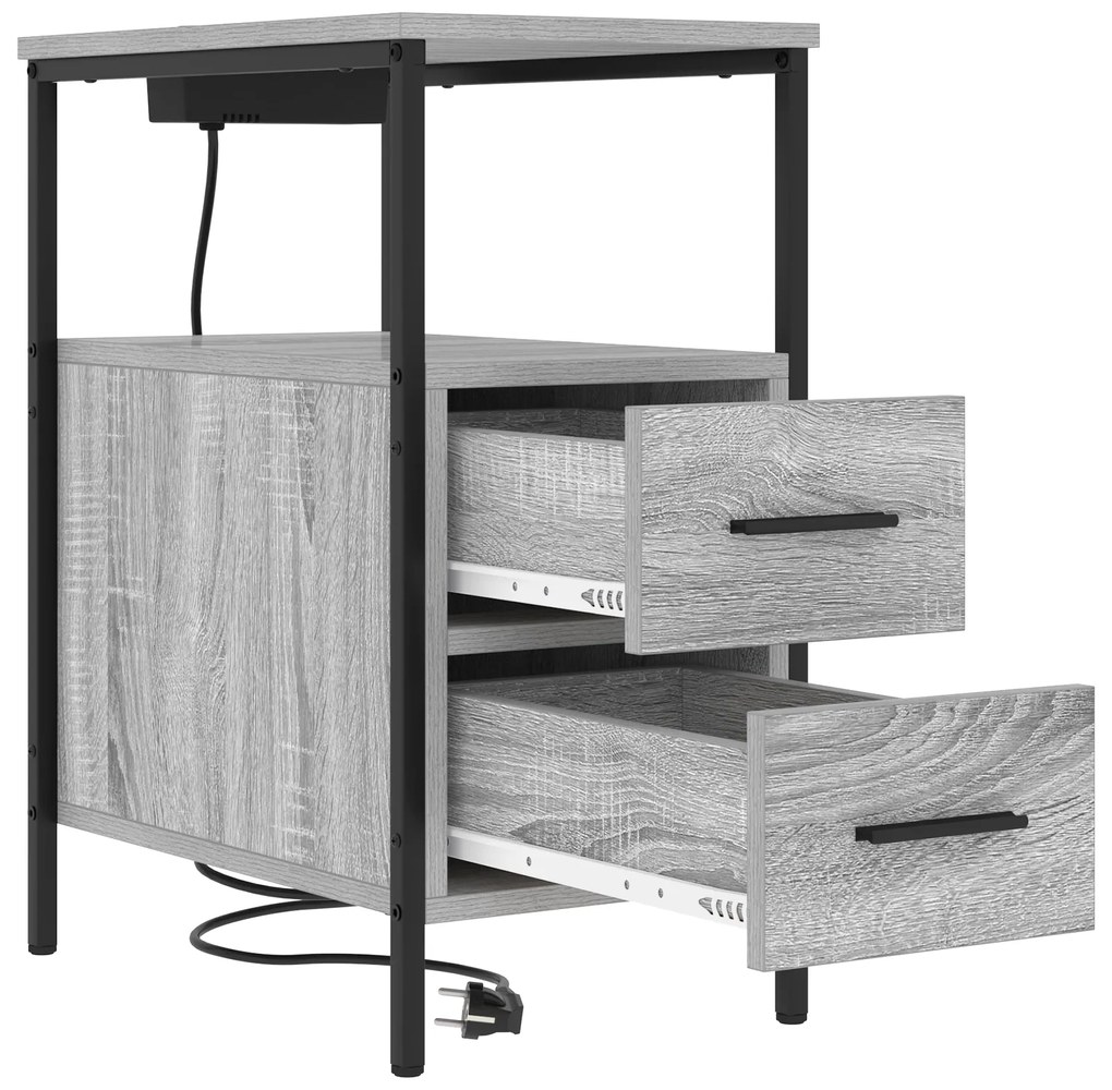 vidaXL Κομοδίνο Γκρι sonoma 30 x 48 x 61 εκ Επεξεργασμένο ξύλο