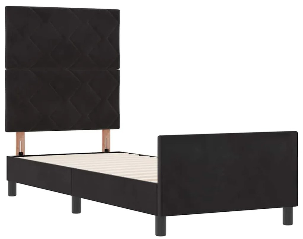vidaXL Σκελετός Κρεβατιού με κεφαλάρι Μαύρο 80 x 200 cm Βελούδο
