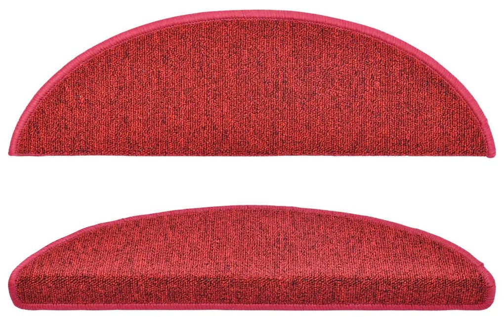 vidaXL Πατάκια Σκαλιών 15 τεμ. Κόκκινο Ημίστρογγυλά 56x17x3 εκ.