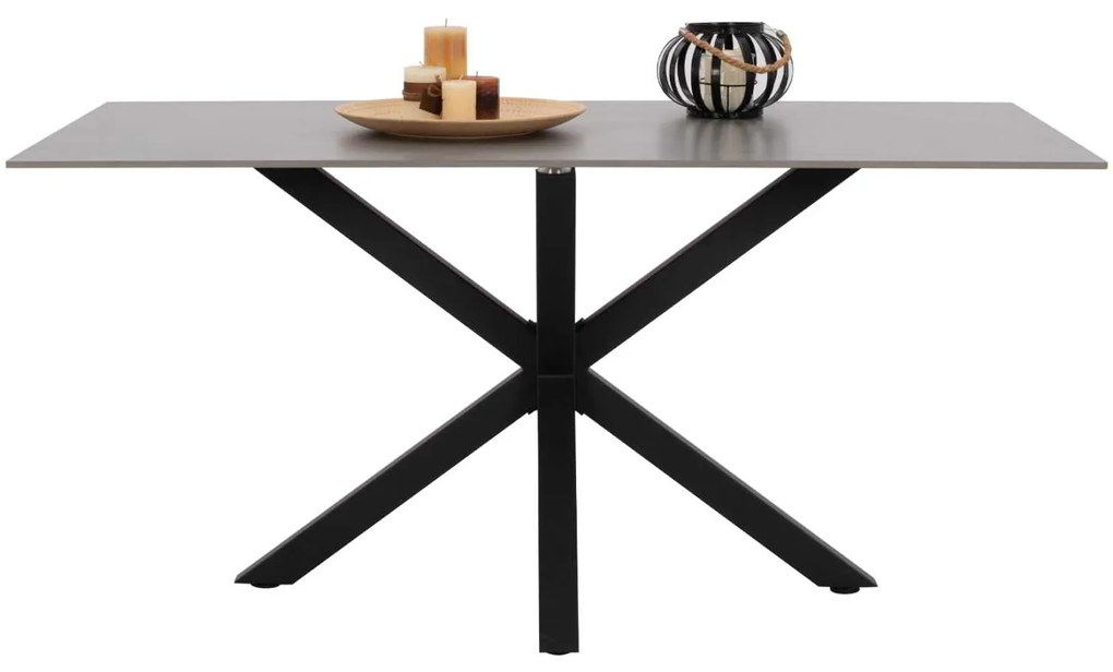 ΤΡΑΠΕΖΙ ΤΡΑΠΕΖΑΡΙΑΣ ΑΠΟ SINTERED STONE ΓΚΡΙ ΜΕΤΑΛΛΙΚΑ ΠΟΔΙΑ 160x90x75Υεκ.HM9308.03