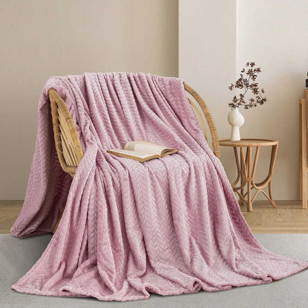 Κουβέρτα Fleece Ημίδιπλη (180x240) AdamHome 550 Pink