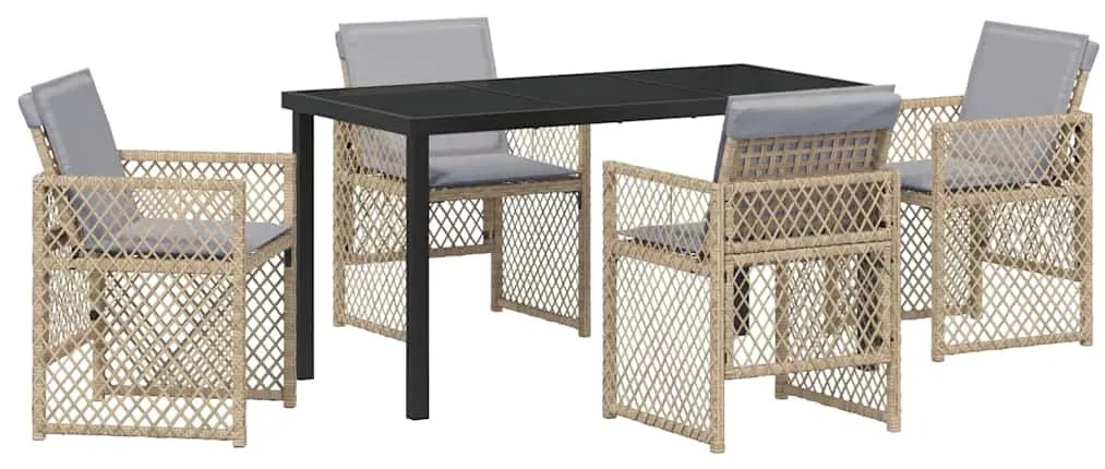 vidaXL Σέτ φαγητού για κήπο 5 pcs Μπεζ συνθετικό ρατάν