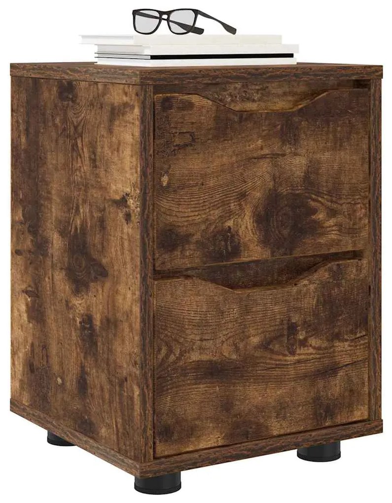 vidaXL Κομοδίνα με συρτάρι 2 pcs Καπνιστό Δρύς 30,5 x 30 x 43 εκ
