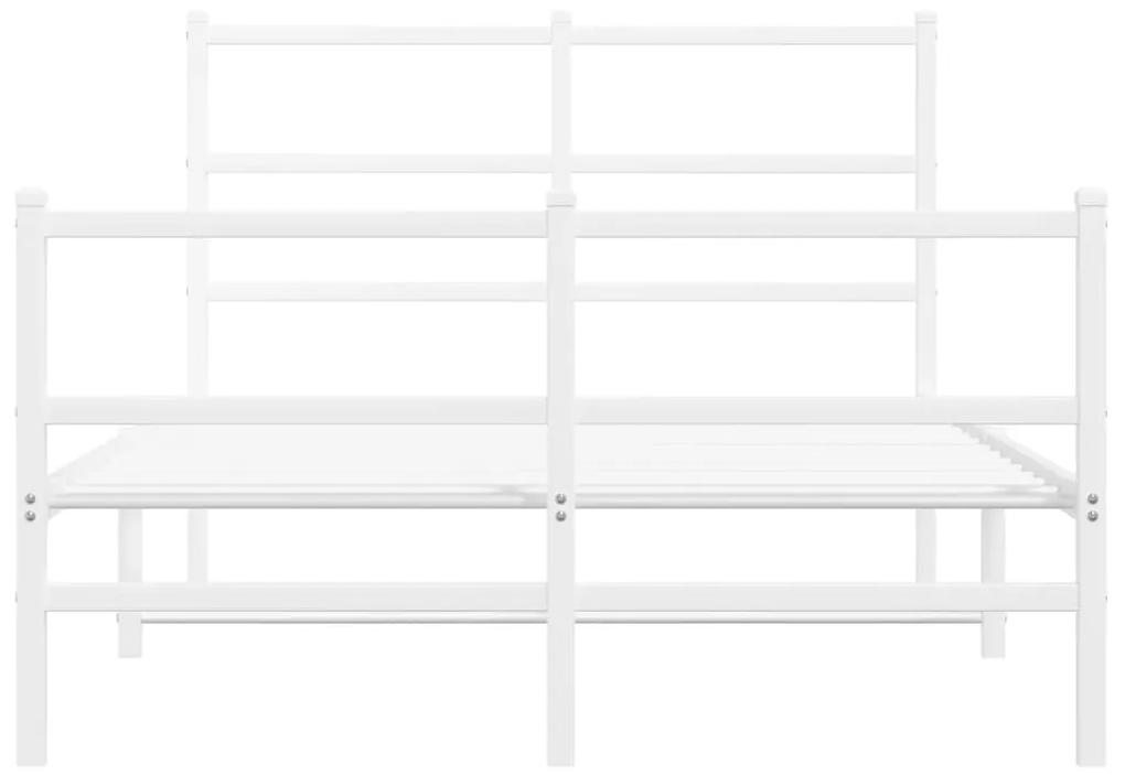 vidaXL Πλαίσιο Κρεβατιού με Κεφαλάρι/Ποδαρικό Λευκό 120x190εκ. Μέταλλο
