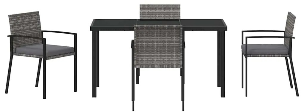 vidaXL Σέτ φαγητού για κήπο 5 pcs Γκρι Χάλυβας με επίστρωση πούδρας