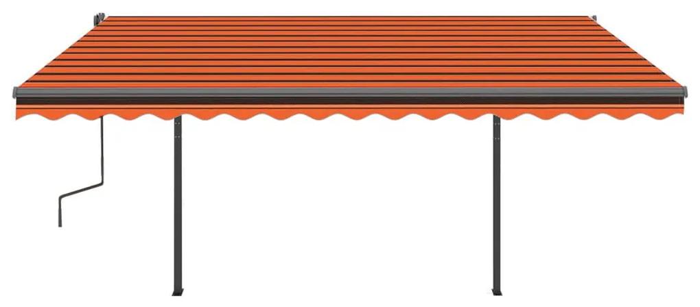 Τέντα Συρόμενη Αυτόματη με Στύλους Πορτοκαλί/Καφέ 4,5 x 3 μ. - Πολύχρωμο