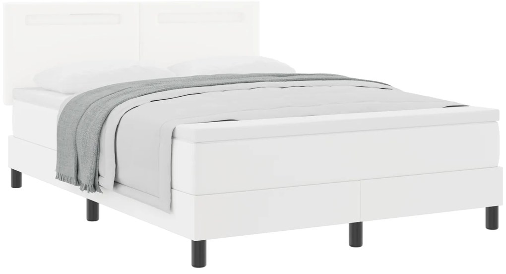 vidaXL Κρεβάτι με Στρώμα σε Λευκό, 140 x 190 εκ, από Ψεύτικο Δέρμα