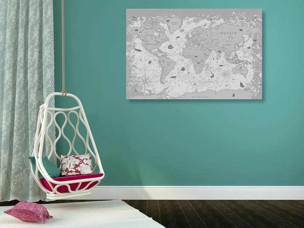 Εικόνα σε χάρτη από φελλό σε ασπρόμαυρο σχέδιο - 120x80  color mix