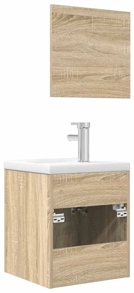 vidaXL Σετ Επίπλων Μπάνιου 3 Τεμαχίων Sonoma Δρυς Επεξεργασμένο Ξύλο