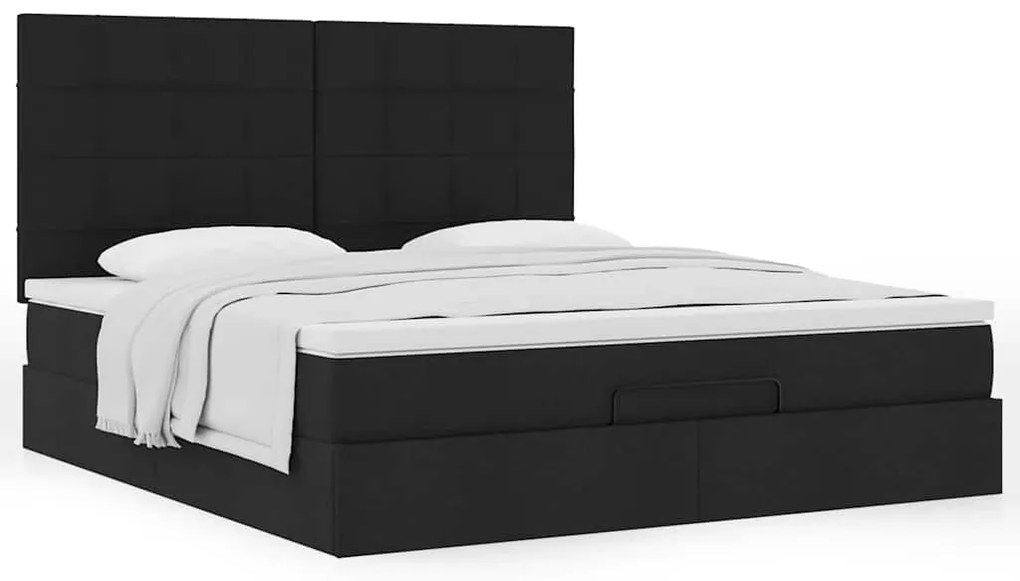 Οθωμανικό κρεβάτι με στρώμα Μαύρο 180x200cm Ύφασμα