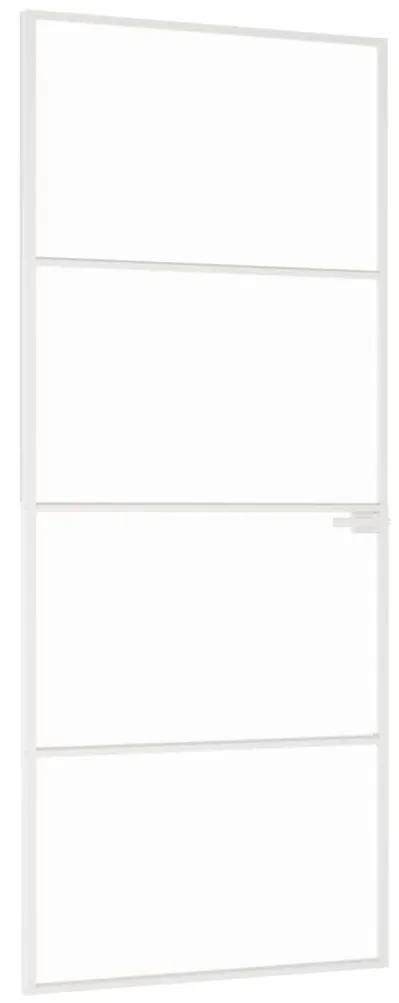 Εσωτερική Πόρτα Λευκή 83x201,5 εκ. Ψημένο Γυαλί&amp;Λεπτό Αλουμίνιο - Λευκό