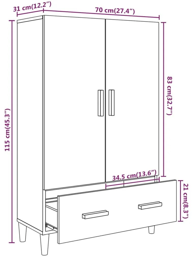 ΝΤΟΥΛΑΠΑ ΓΚΡΙ SONOMA 70 X 31 X 115 ΕΚ. ΑΠΟ ΕΠΕΞΕΡΓΑΣΜΕΝΟ ΞΥΛΟ 817472