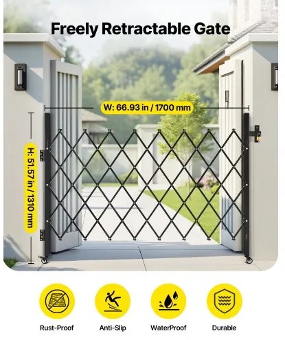VEVOR Single Folding Security Gate Lockable Scissor Gate 66.93 x 51.57 in (WxH)