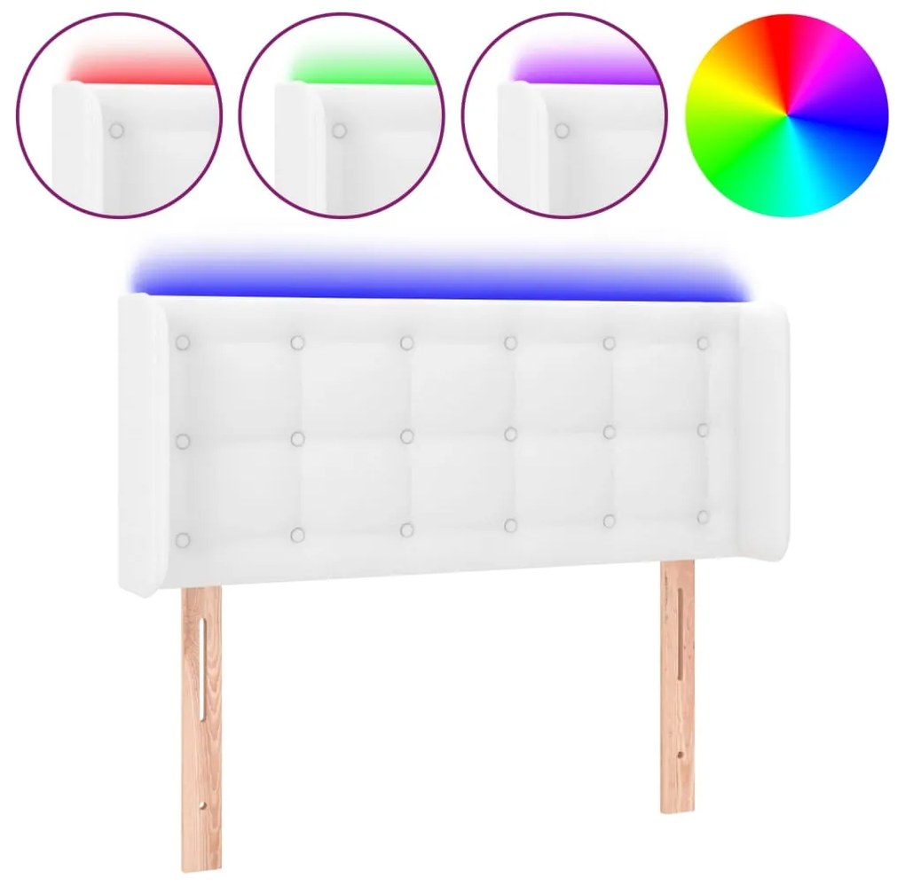 vidaXL Κεφαλάρι Κρεβατιού LED Λευκό 93x16x78/88εκ. από Συνθετικό Δέρμα