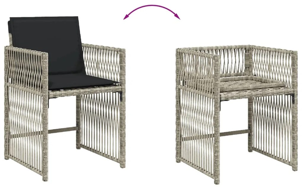 vidaXL Σετ Τραπεζαρίας Κήπου 17 τεμ. Αν. Γκρι Συνθ. Ρατάν με Μαξιλάρια