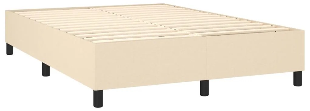 vidaXL Κρεβάτι Boxspring με Στρώμα & LED Κρεμ 140x200 εκ. Υφασμάτινο