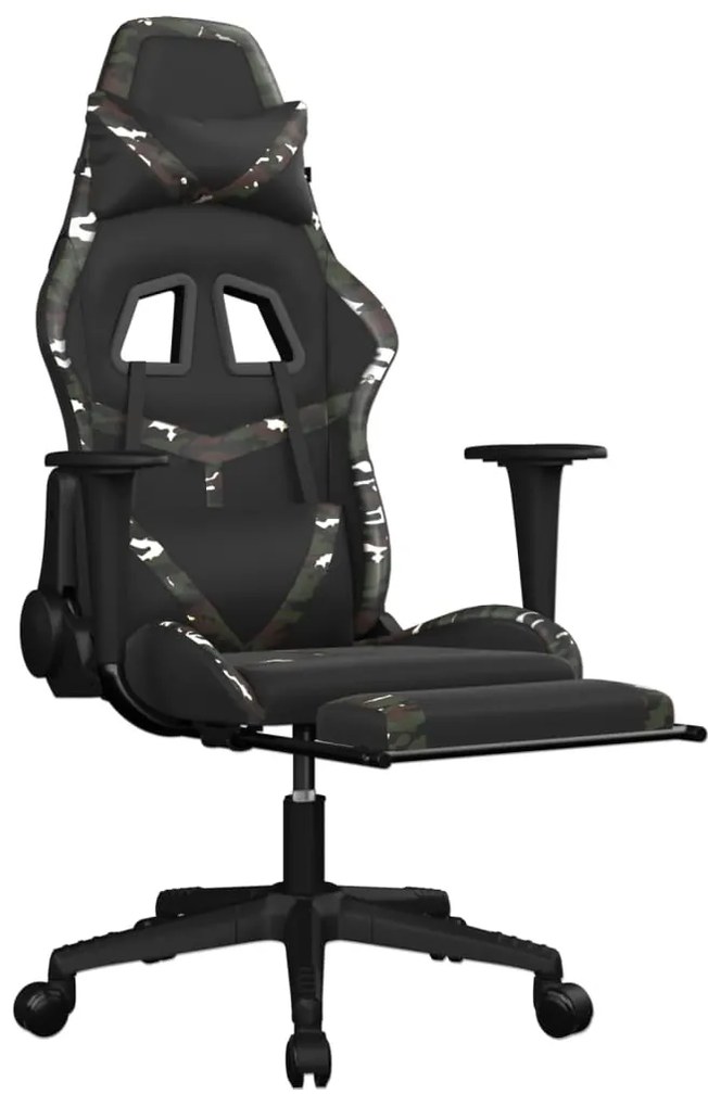 vidaXL Καρέκλα Gaming Μασάζ Υποπόδιο Μαύρο/Παραλλαγή Συνθετικό Δέρμα