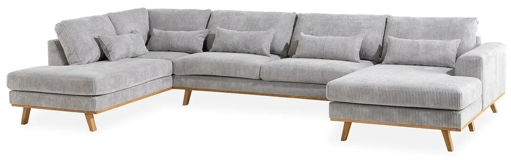 Γωνιακός Καναπές Seattle K101, Γκρι, 351x202x85cm